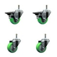 thumbnail image 1 of 3 Inch Green Poly Wheel Swivel 7/16 Inch Grip Ring Stem Caster Set 2 Brakes, 1 of 2