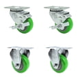 thumbnail image 1 of 3 Inch Green Polyurethane Swivel Top Plate Caster Set with 2 Brakes 2 Rigid SCC, 1 of 2