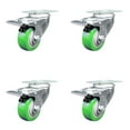 thumbnail image 1 of 3 Inch Green Polyurethane Swivel Top Plate Caster Set with Total Lock Brake SCC, 1 of 2