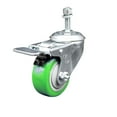 thumbnail image 1 of 3 Inch Green Polyurethane Wheel Swivel 10mm Stem Caster with Total Lock Brake, 1 of 2