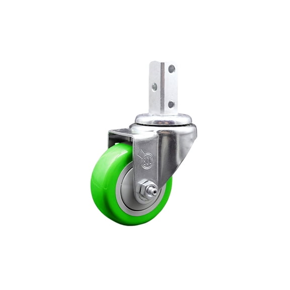 3 Inch Green Polyurethane Wheel Swivel 3/4 Inch Square Stem Caster SCC