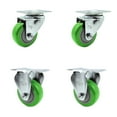 thumbnail image 1 of 3 Inch Green Polyurethane Wheel Swivel Top Plate Caster Set with 2 Rigid SCC, 1 of 2