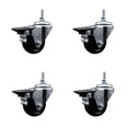 thumbnail image 1 of 3 Inch Hard Rubber 12MM Threaded Stem Caster Set with Brake, 1 of 2