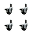 thumbnail image 1 of 3 Inch Hard Rubber Swivel 1-1/4 Inch Expanding Stem Caster Set with Brake SCC, 1 of 2