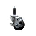 thumbnail image 1 of 3 Inch Hard Rubber Swivel 1-1/8 Inch Expanding Stem Caster with Brake SCC, 1 of 2