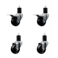 thumbnail image 1 of 3 Inch Hard Rubber Swivel 1-3/4 Inch Expand Stem Caster Set 2 Total Lock Brakes, 1 of 2