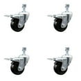 thumbnail image 1 of 3 Inch Hard Rubber Swivel 10mm Threaded Stem Caster Set Total Lock Brake SCC, 1 of 2