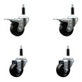 thumbnail image 1 of 3 Inch Hard Rubber Swivel 7/8 Inch Expand Stem Caster Set 2 Total Lock Brakes, 1 of 2