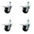 thumbnail image 1 of 3 Inch Hard Rubber Swivel ½ Inch Threaded Stem Caster Set with Total Lock Brake, 1 of 2