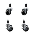 thumbnail image 1 of 3 Inch Hard Rubber Wheel Swivel 1-1/2 Inch Expand Stem Caster Set 2 Brakes SCC, 1 of 2