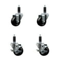 thumbnail image 1 of 3 Inch Hard Rubber Wheel Swivel 1-1/8 Inch Expand Stem Caster Set 2 Brakes SCC, 1 of 2