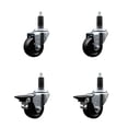 thumbnail image 1 of 3 Inch Hard Rubber Wheel Swivel 1-1/8 Inch Expand Stem Caster Set 2 Brakes SCC, 1 of 2