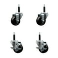 thumbnail image 1 of 3 Inch Hard Rubber Wheel Swivel 3/4 Inch Expand Stem Caster Set 2 Brakes SCC, 1 of 2
