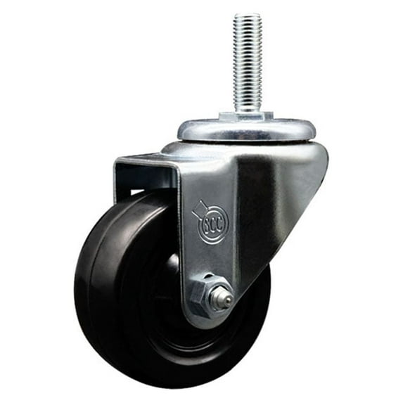 3 Inch Hard Rubber Wheel Swivel 3/4 Inch Threaded Stem Caster Service Caster