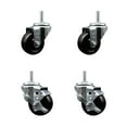 thumbnail image 1 of 3 Inch Hard Rubber Wheel Swivel 3/4 Inch Threaded Stem Caster Set 2 Brakes SCC, 1 of 2