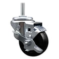 thumbnail image 1 of 3 Inch Hard Rubber Wheel Swivel 3/4 Inch Threaded Stem Caster with Brake SCC, 1 of 2