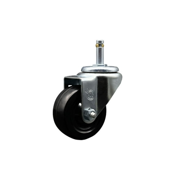 3 Inch Hard Rubber Wheel Swivel 7/16 Inch Grip Ring Stem Caster Service Caster