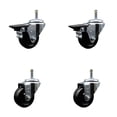 thumbnail image 1 of 3 Inch Hard Rubber Wheel Swivel 7/16 Inch Grip Ring Stem Caster Set 2 Brakes SCC, 1 of 2