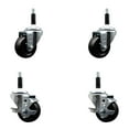 thumbnail image 1 of 3 Inch Hard Rubber Wheel Swivel 7/8 Inch Expand Stem Caster Set 2 Brakes SCC, 1 of 2