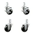 thumbnail image 1 of 3 Inch Hard Rubber Wheel Swivel 7/8 Inch Square Stem Caster Set 2 Brakes SCC, 1 of 2