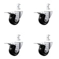 thumbnail image 1 of 3 Inch Hard Rubber Wheel Swivel 7/8 Inch Square Stem Caster Set Total Lock Brake, 1 of 2