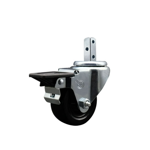 3 Inch Hard Rubber Wheel Swivel 7/8 Inch Square Stem Caster with Brake SCC