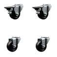 thumbnail image 1 of 3 Inch Hard Rubber Wheel Swivel Bolt Hole Caster Set with 2 Posi Lock Brakes SCC, 1 of 2