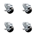 thumbnail image 1 of 3 Inch Hard Rubber Wheel Swivel Bolt Hole Caster Set with Brake Service Caster, 1 of 2
