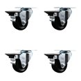 thumbnail image 1 of 3 Inch Hard Rubber Wheel Swivel Top Plate Caster Set Posi Brake Service Caster, 1 of 2