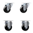 thumbnail image 1 of 3 Inch Hard Rubber Wheel Swivel Top Plate Caster Set with 2 Rigid Service Caster, 1 of 2