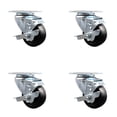 thumbnail image 1 of 3 Inch Hard Rubber Wheel Swivel Top Plate Caster Set with Brake Service Caster, 1 of 2