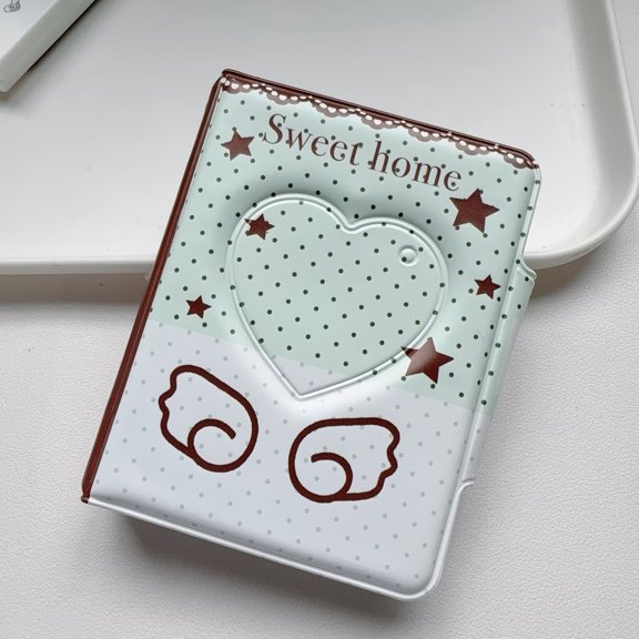 3 Inch Heart Hollow Photo Album 40 Pockets Mini Picture Storage Book Green
