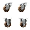 thumbnail image 1 of 3 Inch High Temp Glass Filled Nylon Swivel Top Plate Caster Set with 2 Rigid, 1 of 2