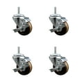 thumbnail image 1 of 3 Inch High Temp Phenolic 3/4 Inch Threaded Stem Caster Set with Brake, 1 of 2