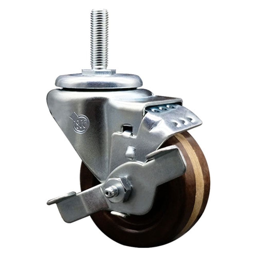 3 Inch High Temp Phenolic 3/4 Inch Threaded Stem Caster with Brake ...