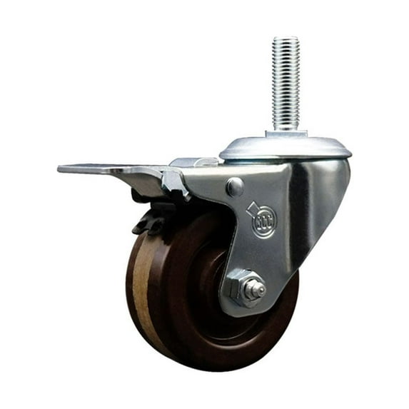 3 Inch High Temp Phenolic 5/8 Inch Stem Caster with Total Lock Brake SCC