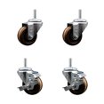 thumbnail image 1 of 3 Inch High Temp Phenolic 5/8 Inch Threaded Stem Caster Set 2 Brakes SCC, 1 of 2