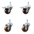 thumbnail image 1 of 3 Inch High Temp Phenolic Swivel 10mm Stem Caster Set 2 Total Lock Brake SCC, 1 of 2