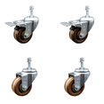 thumbnail image 1 of 3 Inch High Temp Phenolic Swivel 3/8 Inch Stem Caster Set 2 Total Lock Brake SCC, 1 of 2