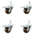 thumbnail image 1 of 3 Inch High Temp Phenolic Swivel 3/8 Inch Stem Caster Set with Total Lock Brake, 1 of 2