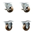 thumbnail image 1 of 3 Inch High Temp Phenolic Swivel Top Plate Caster Set with 2 Brakes 2 Rigid SCC, 1 of 2