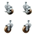 thumbnail image 1 of 3 Inch High Temp Phenolic Wheel Swivel ½ Inch Threaded Stem Caster Set 2 Brakes, 1 of 2