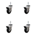 thumbnail image 1 of 3 Inch Hooded Neoprene Rubber 5/16 Inch Threaded Stem Casters with Brakes Set 4, 1 of 2
