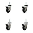 thumbnail image 1 of 3 Inch Hooded Neoprene Rubber 5/16 Inch Threaded Stem Casters with Brakes Set 4, 1 of 2