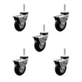 thumbnail image 1 of 3 Inch Hooded Neoprene Rubber 8mm Threaded Stem Casters with Brakes Set 5 SCC, 1 of 2