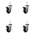 thumbnail image 1 of 3 Inch Hooded Neoprene Rubber ½ Inch Threaded Stem Casters with Brakes Set 4 SCC, 1 of 2