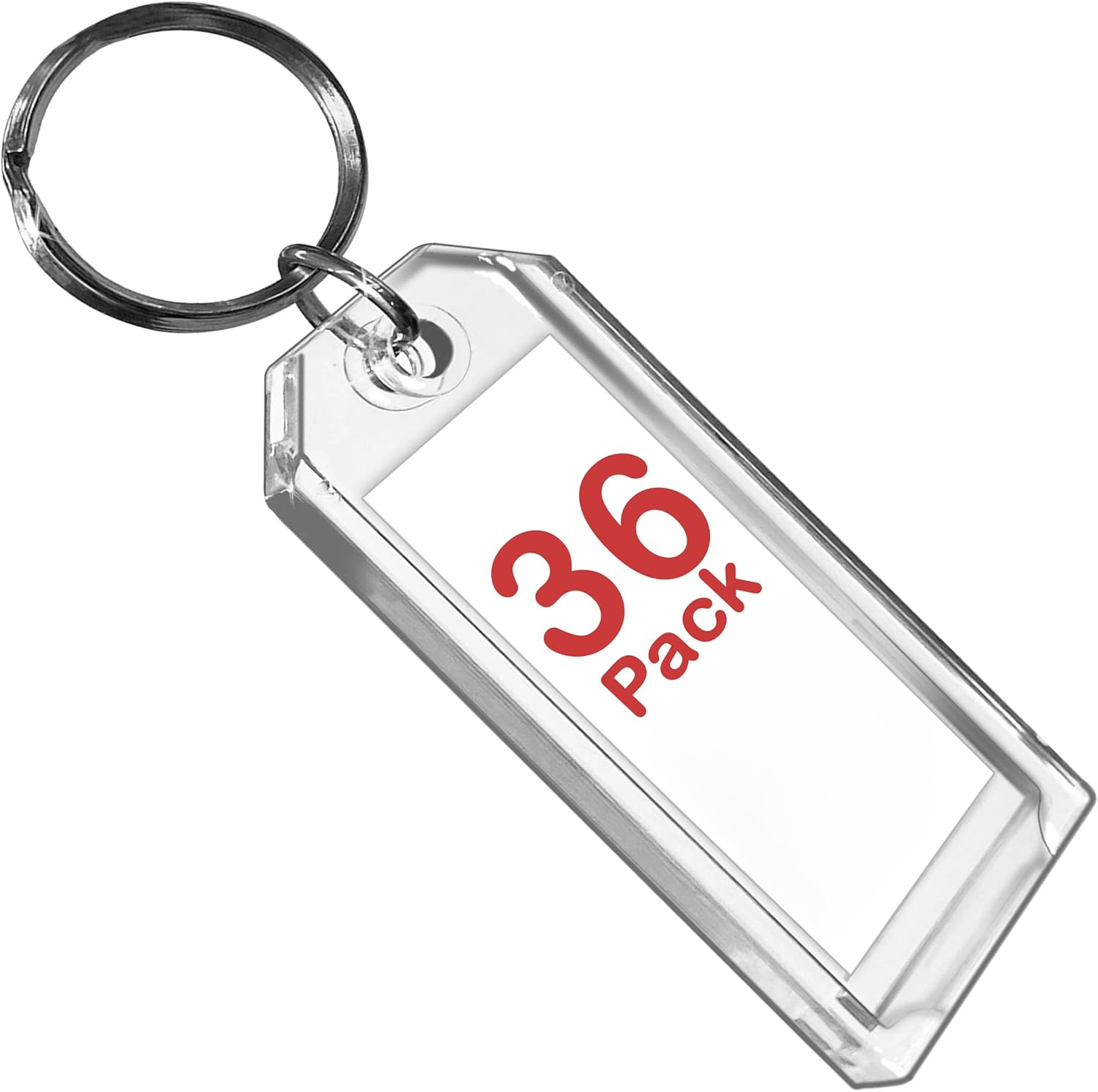 3 Inch Key Tags Slip-Slot Plastic Heavy Duty Clear Crystal 36 Pack with Label and Ring