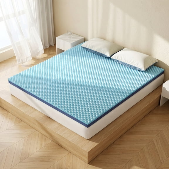 3 Inch King Mattress Topper, Reversible Extra Firm Support & Cooling Gel Egg Crate Memory Foam, Bed Mattress Hardener for Back Pain Relief
