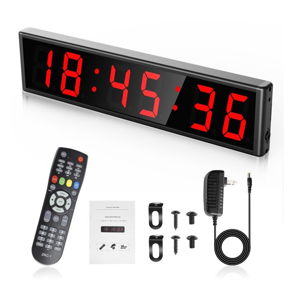3 Inch LED Gym Timer Interval Timer Countdown Wall Clock Fitness Timer Stopwatch Home Gym Fitness Hour Minute Second Real Time