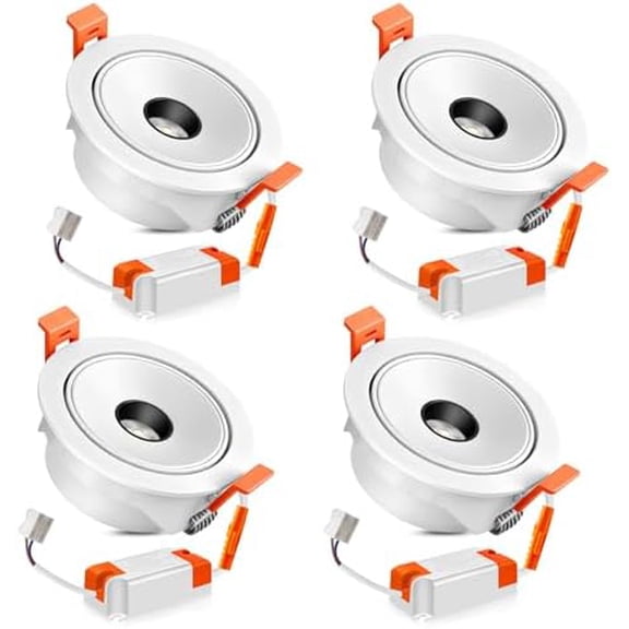 3 Inch LED Recessed Lighting Dimmable Downlight, 5W COB(40W Halogen Equivalent) Adjustable Spotlight, CRI80, 6500K Bright Daylight, Recessed Ceiling Lights with LED Driver, 4 Pack$$Tools